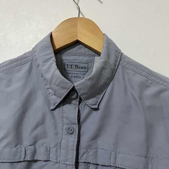 LL Bean Womens Tropicwear Button Shirt Size S Blue Vented Hiking Roll Tab UPF 50 - Picture 4 of 9